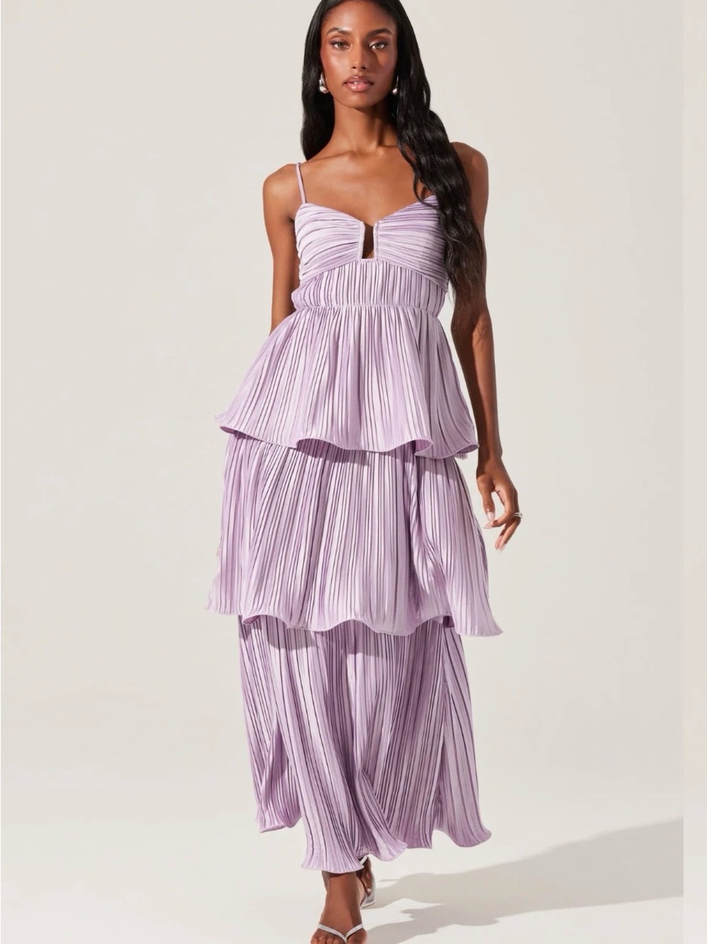 ASTR The Label Lupin Pleated Tiered Maxi Dress